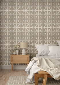 Beginning pattern wallpaper in bedroom